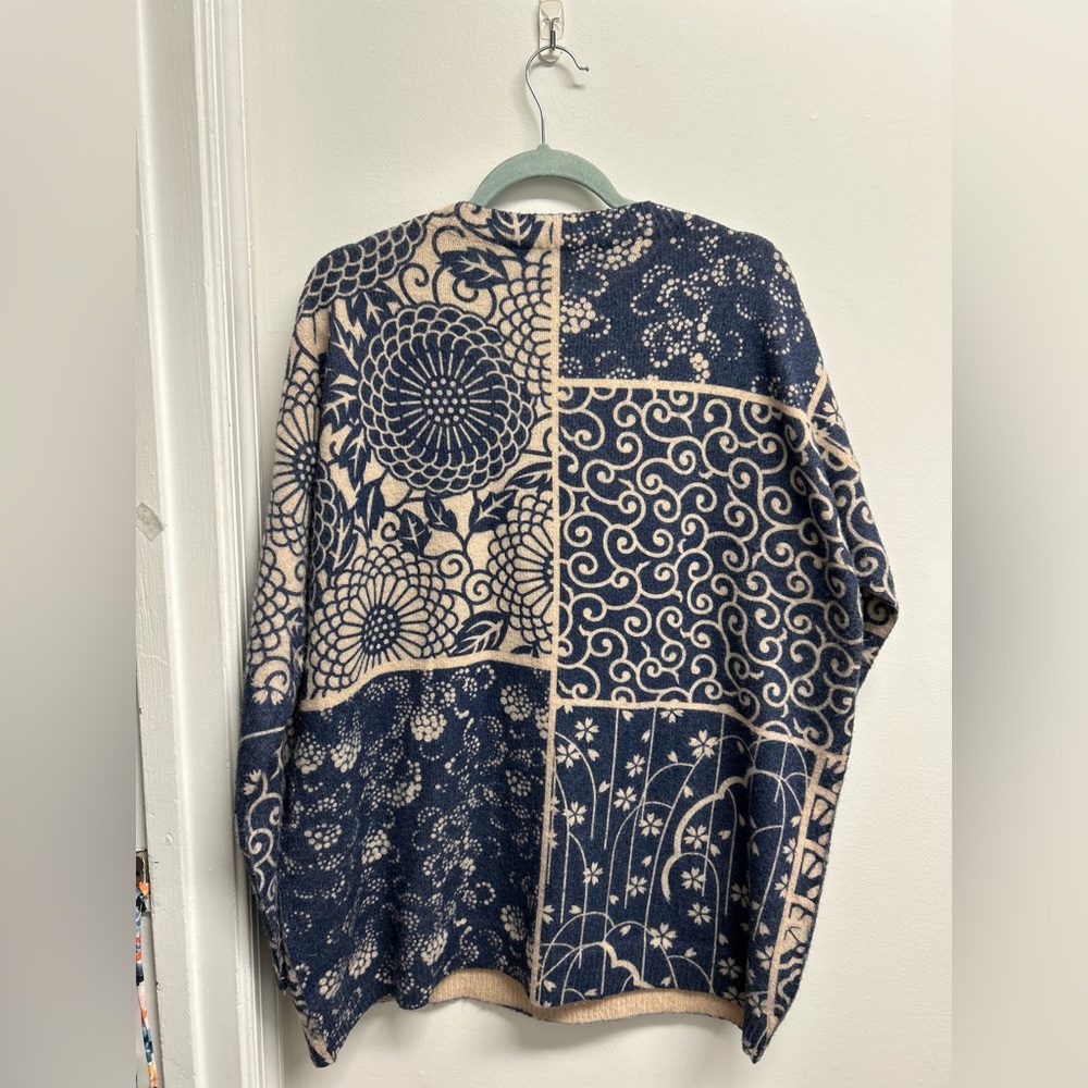 Navy and Beige Wagara Patchwork Patterned oversiz… - image 2